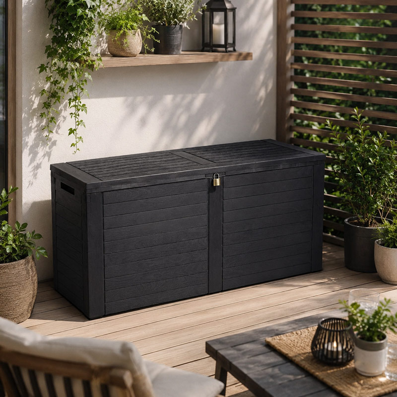 Malle imitation bois 'Ollie' anthracite 240L