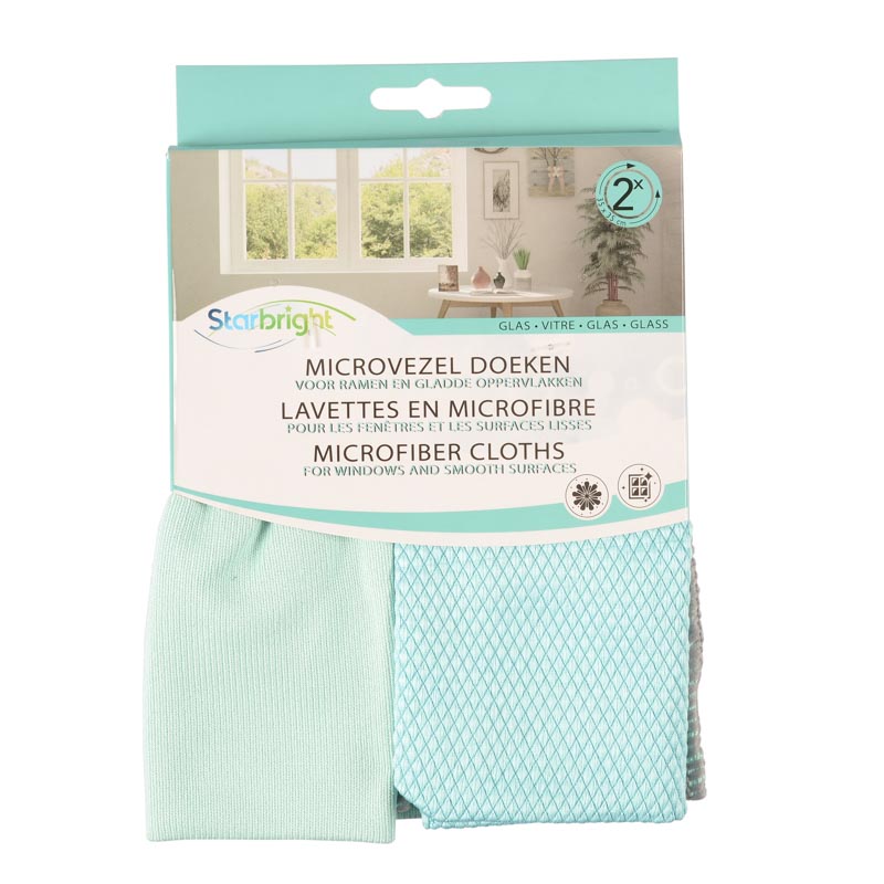 2 lavettes en microfibre pour vitre