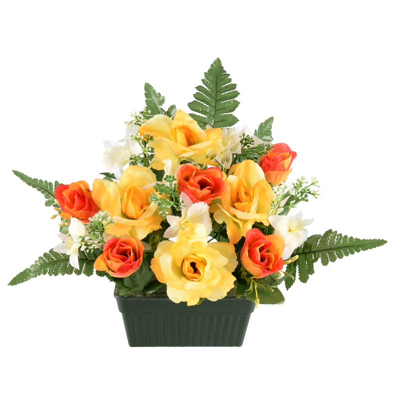 Jardinière artificielle roses et orchidées