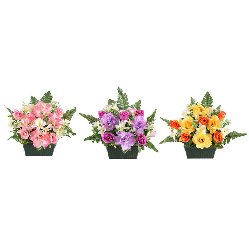 Jardinière artificielle roses et orchidées