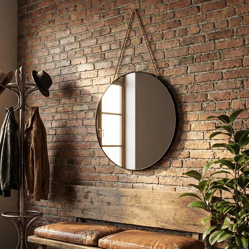 Miroir mural rond à suspendre