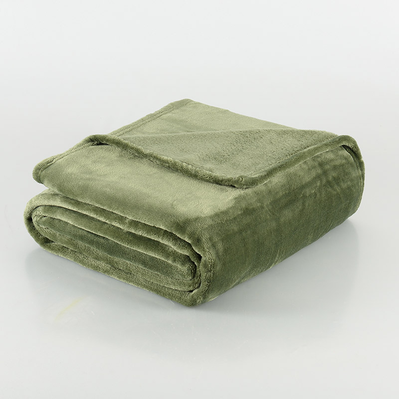 Plaid microfibre super doux 'Alaska' kaki