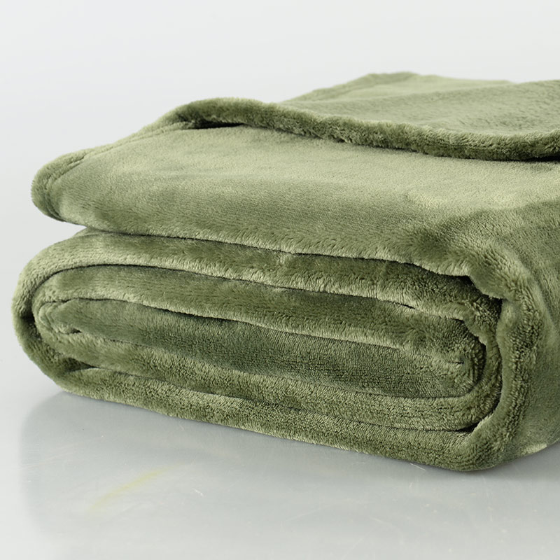 Plaid microfibre super doux 'Alaska' kaki