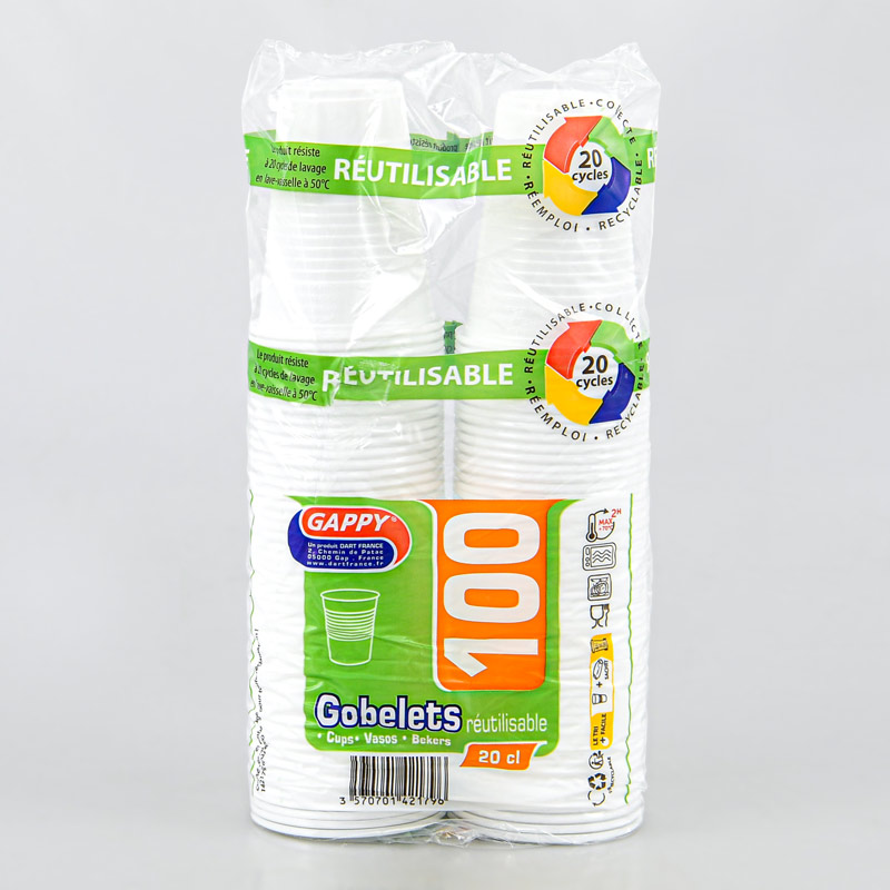 100 gobelets réutilisables 