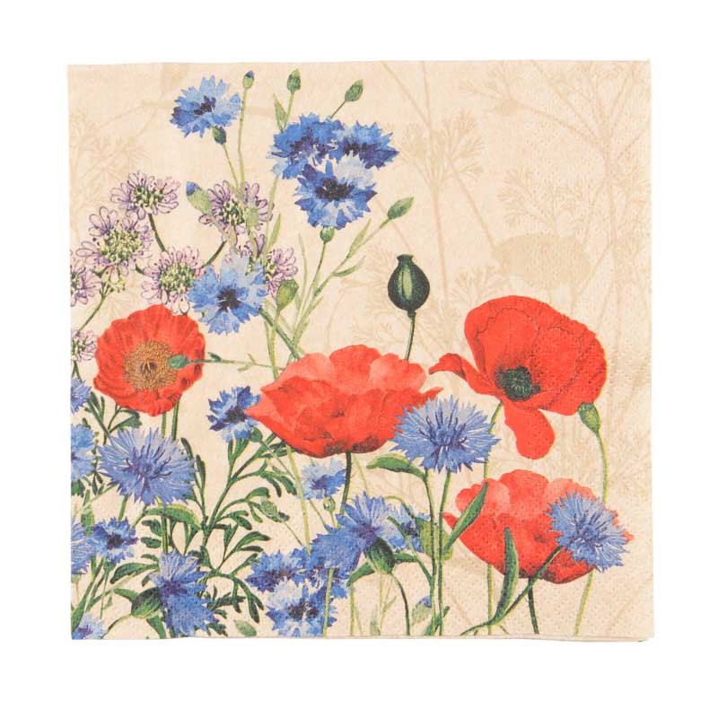 20 serviettes recyclées 'Wild poppies'