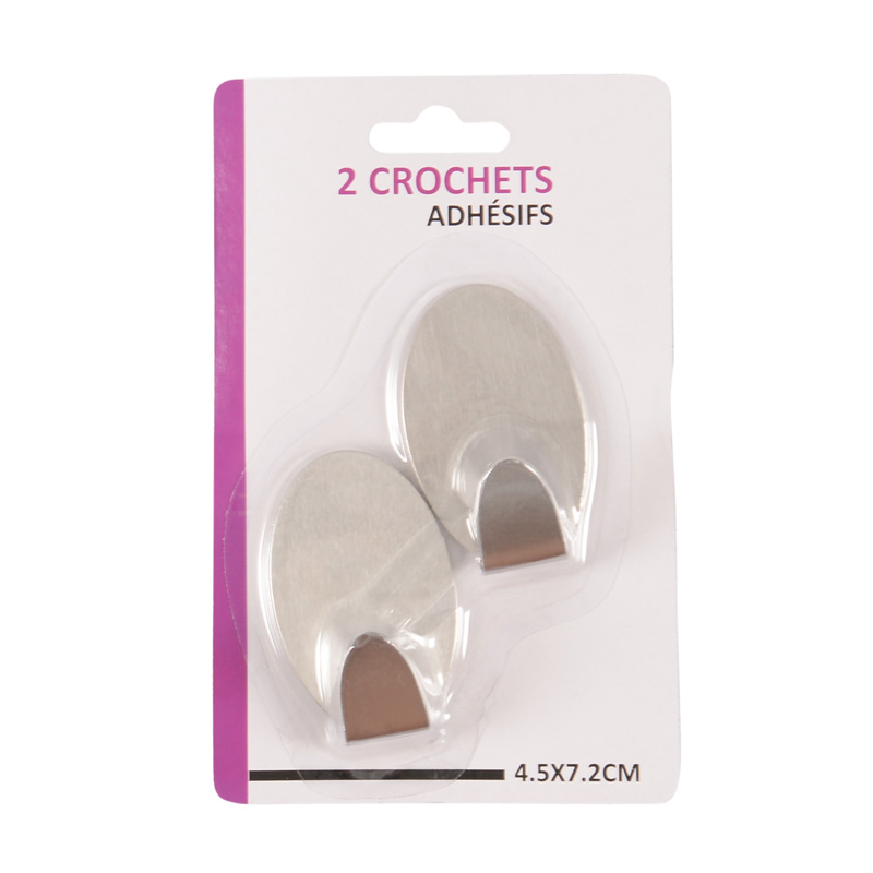 Lot de 2 crochets adhésifs en inox