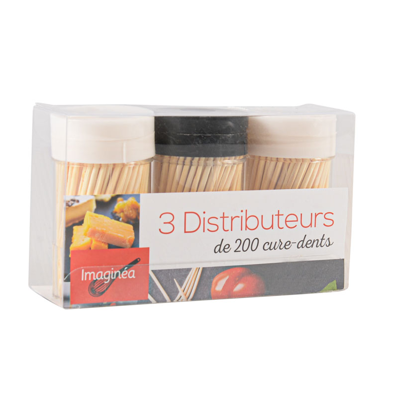 Lot de 3 distributeurs de 200 cure-dents