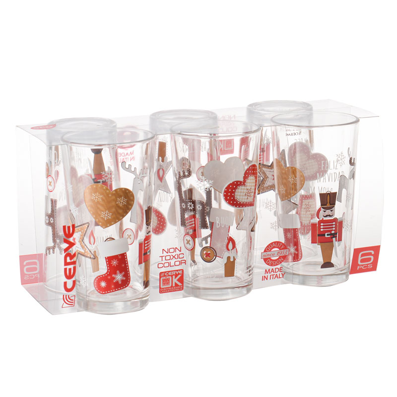 6 verres 'Christmas Stickers' rouge/dore - L'Incroyable