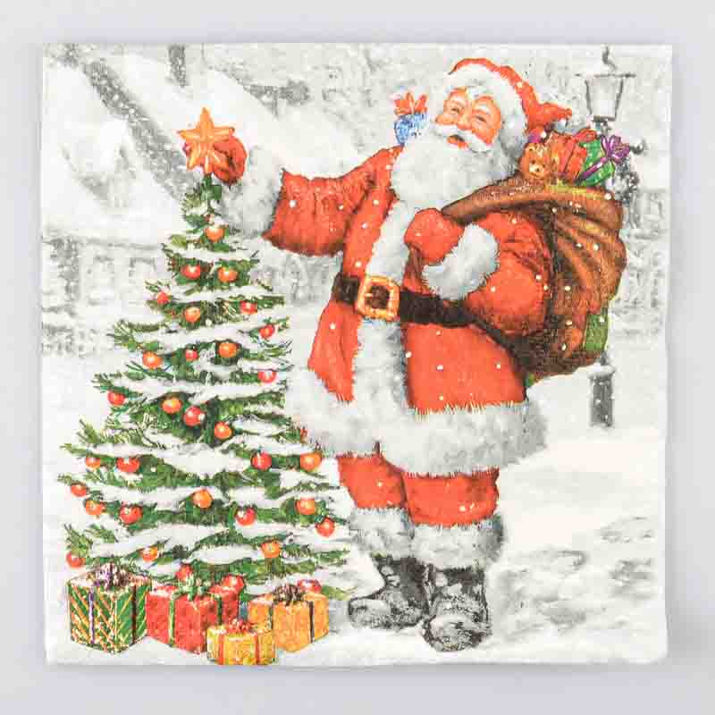 Lot de 20 serviettes imprimées 'Père Noël'