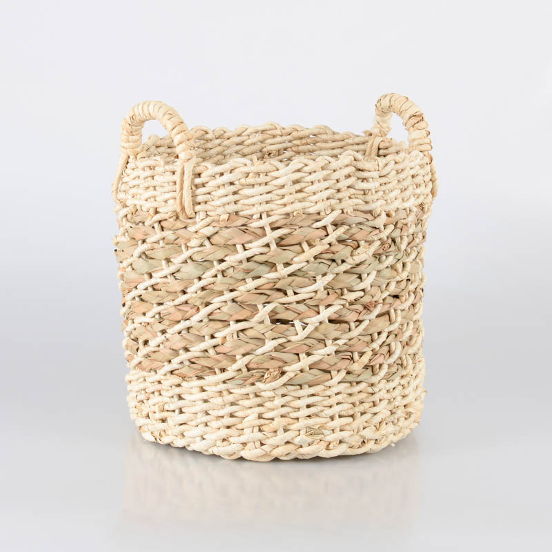 Panier/cache pot tressé 'Lorena' beige