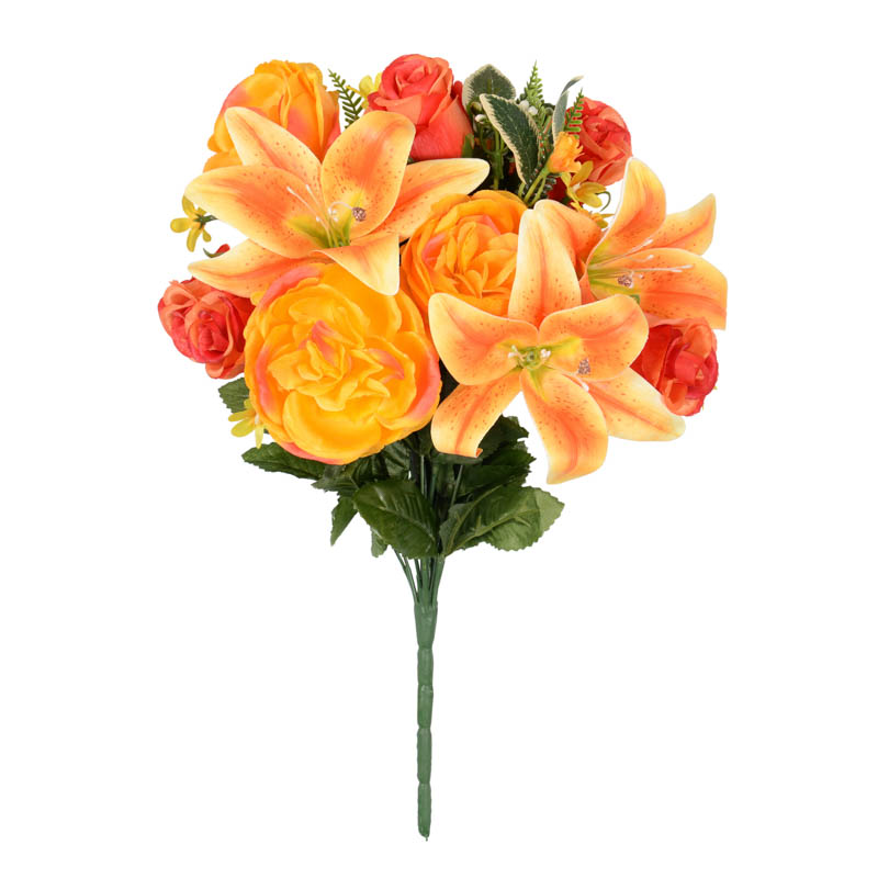 Bouquet de roses et de lys tigrés 