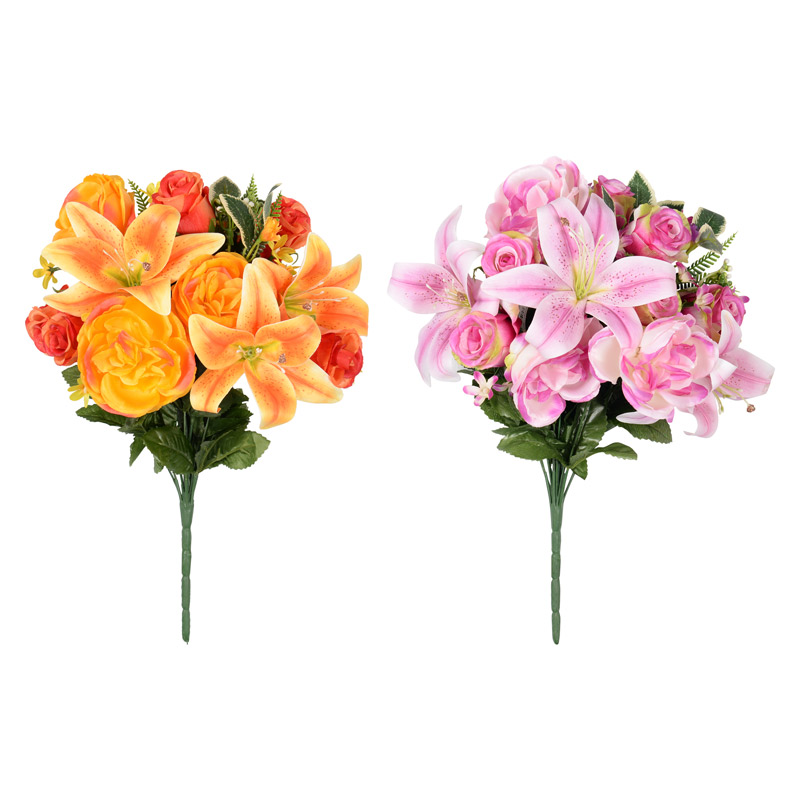 Bouquet de roses et de lys tigrés 