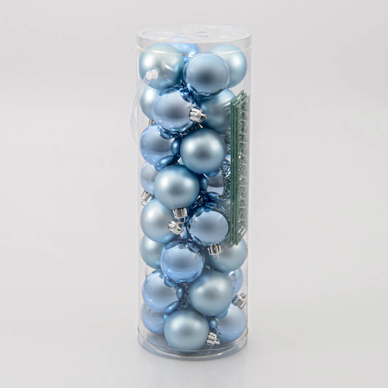 Lot de 32 boules avec 32 accroches bleu