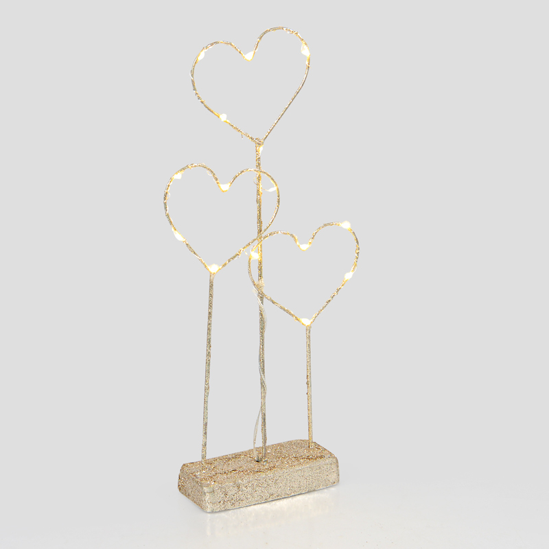 Décoration à poser '3 Coeurs lumineux'