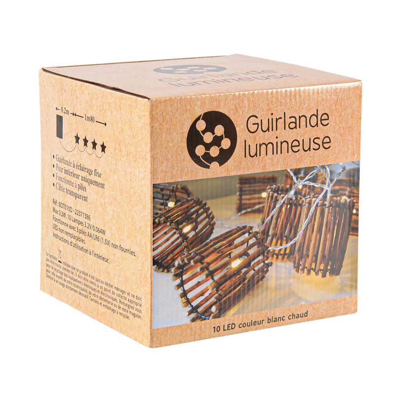 Guirlande lumineuse de lanternes 10 LED blanc