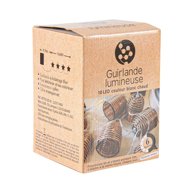 Guirlande lumineuse de lanternes 10 LED blanc