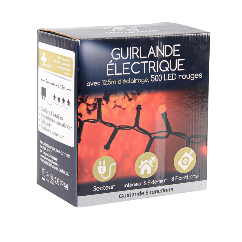 Guirlande électrique 500 LED rouges