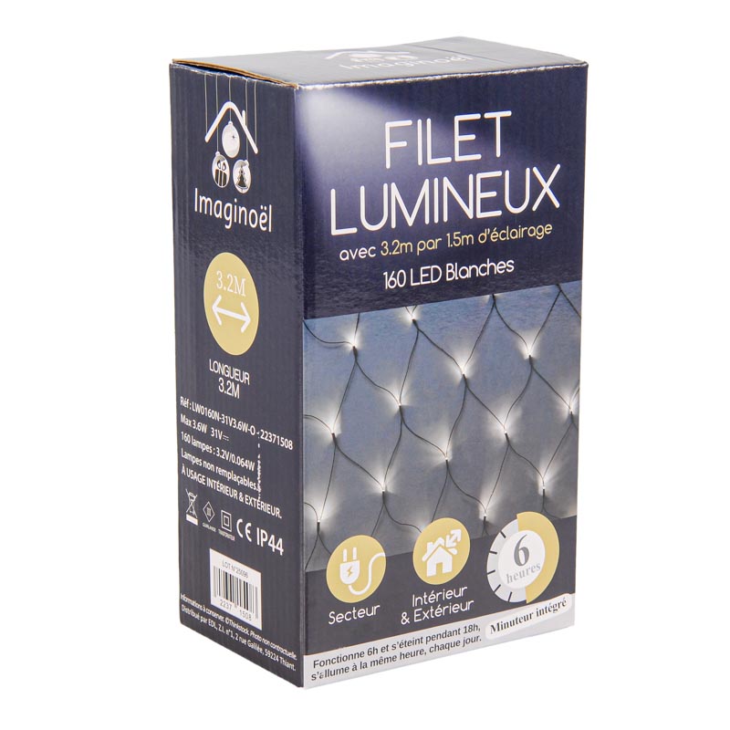 Guirlande filet lumineux 160 LED blanc