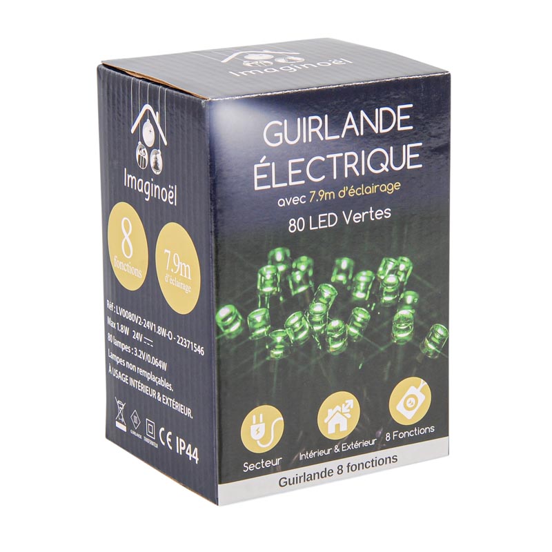 Guirlande électrique 80 LED vert