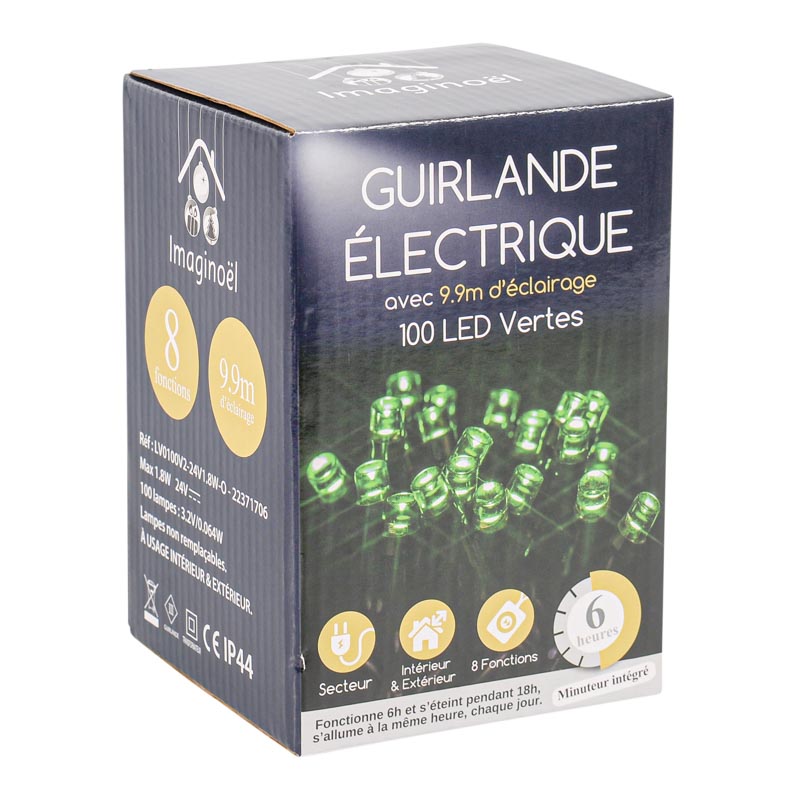 Guirlande électrique 100 LED vert