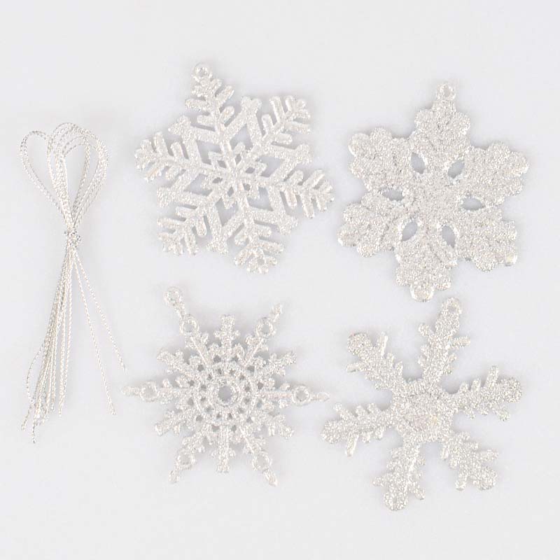 Lot de 8 flocons brillants argentés