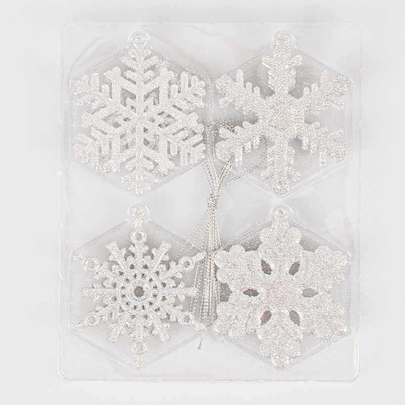 Lot de 8 flocons brillants argentés