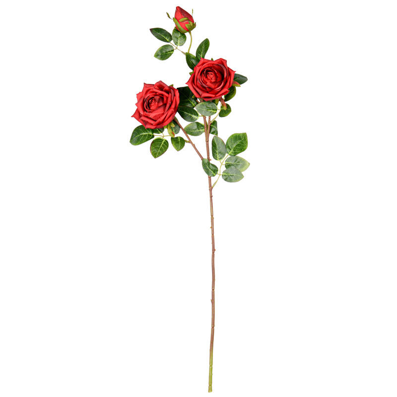 Tige de rose 2 fleurs avec bouton 