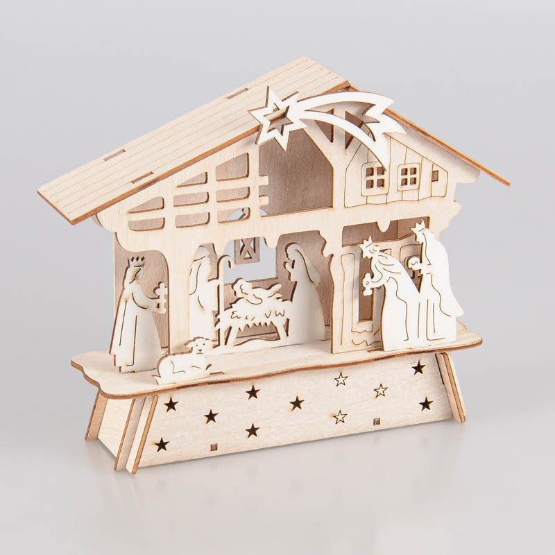 Crèche à LED 'Nativity' en bois 