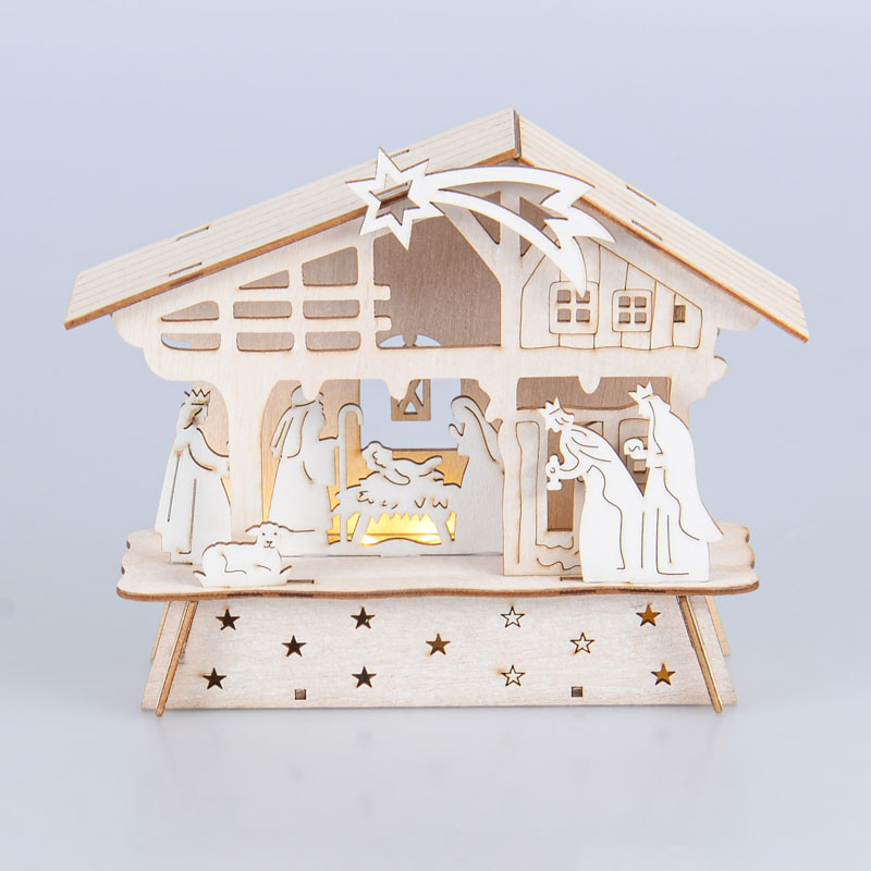 Crèche à LED 'Nativity' en bois 