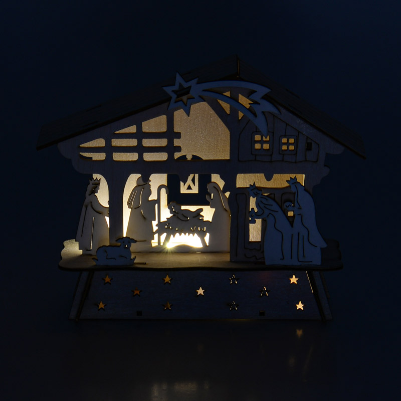 Crèche à LED 'Nativity' en bois 
