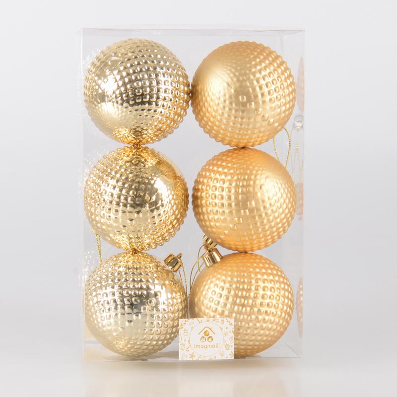 Lot de 6 boules 'Diamond' dorées