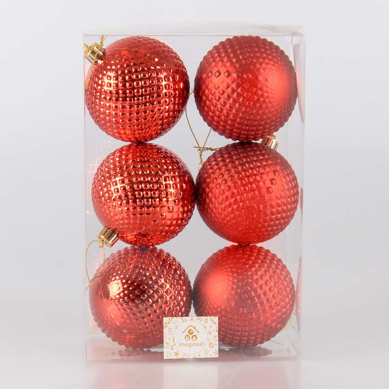 Lot de 6 boules 'Diamond' rouges
