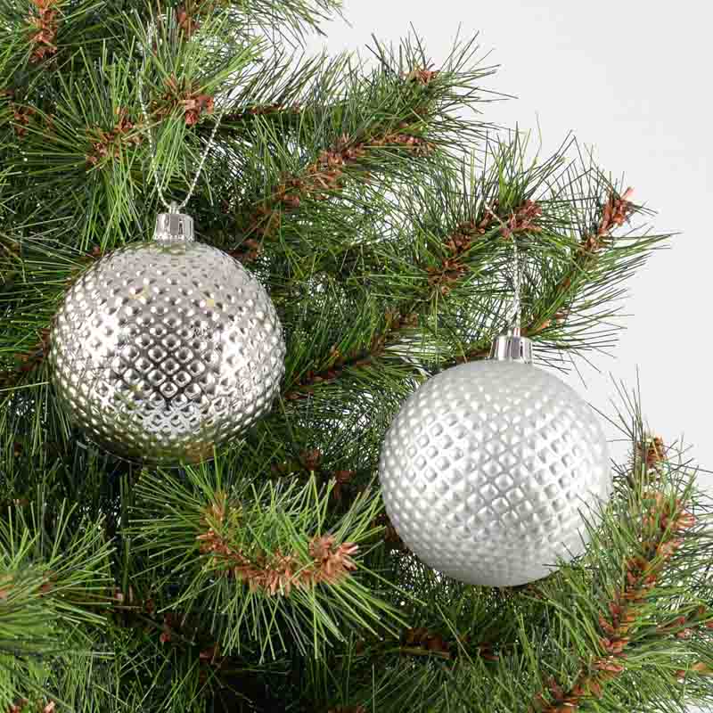 Lot de 6 boules 'Diamond' argentées