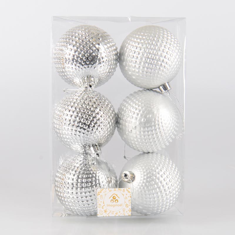 Lot de 6 boules 'Diamond' argentées