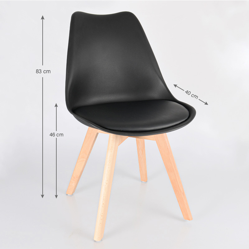 Chaise scandinave 'Suzy' noir pieds hêtre