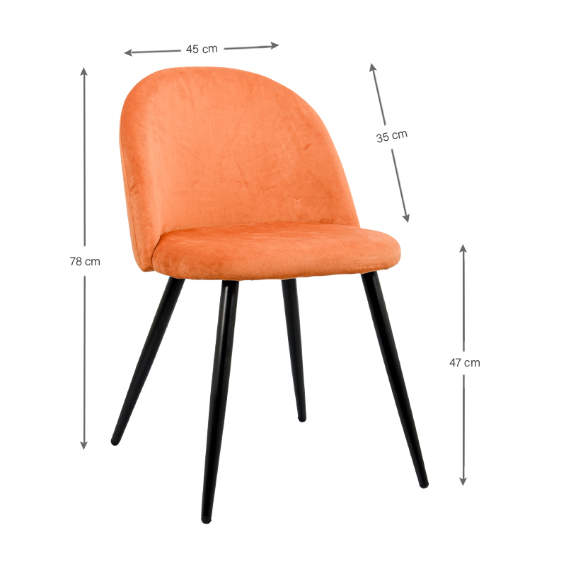 Chaise design en velours 'Roxane' terracotta