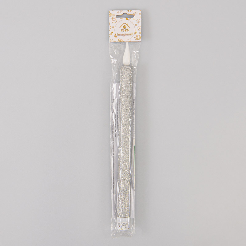 Bougie flambeau à LED couleur argent