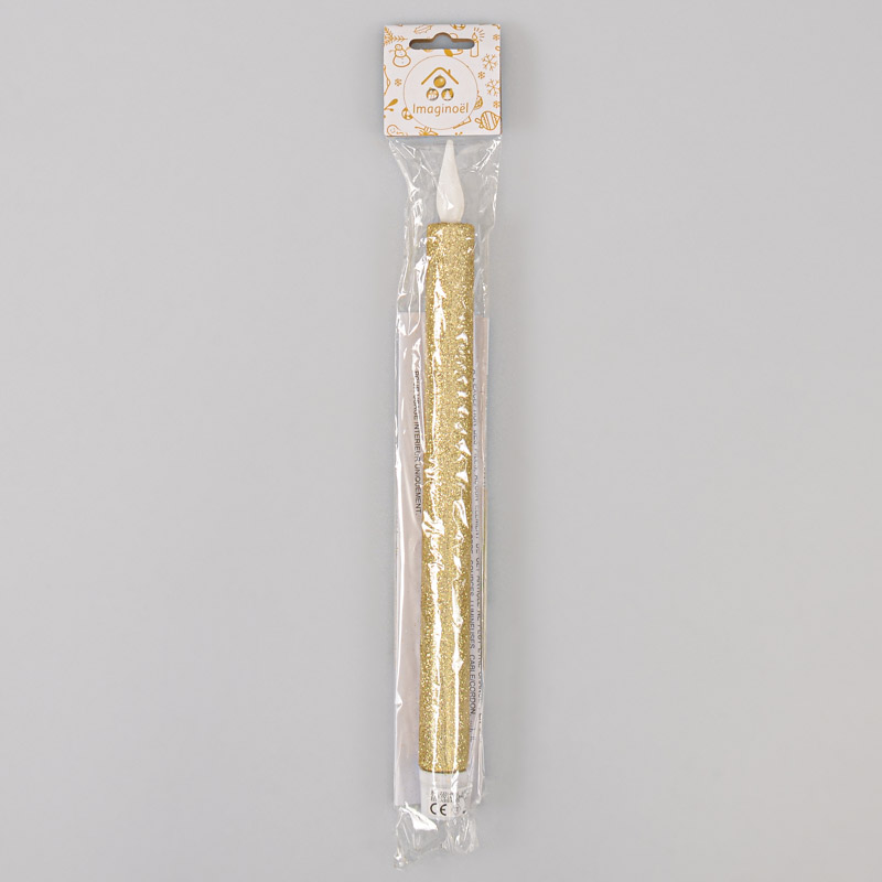 Bougie flambeau à LED dorée