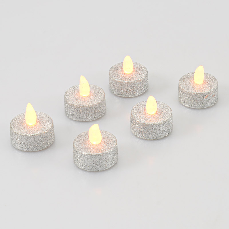 Lot de 6 bougies chauffe-plat LED coloris argenté - Conforama