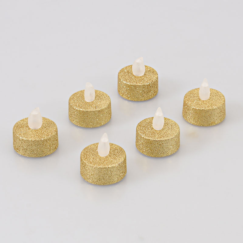 Lot de 6 bougies chauffe-plat à LED doré