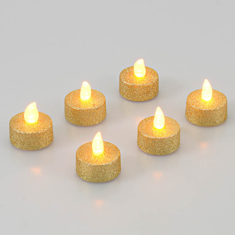 6 Bougies chauffe plat LED dorées