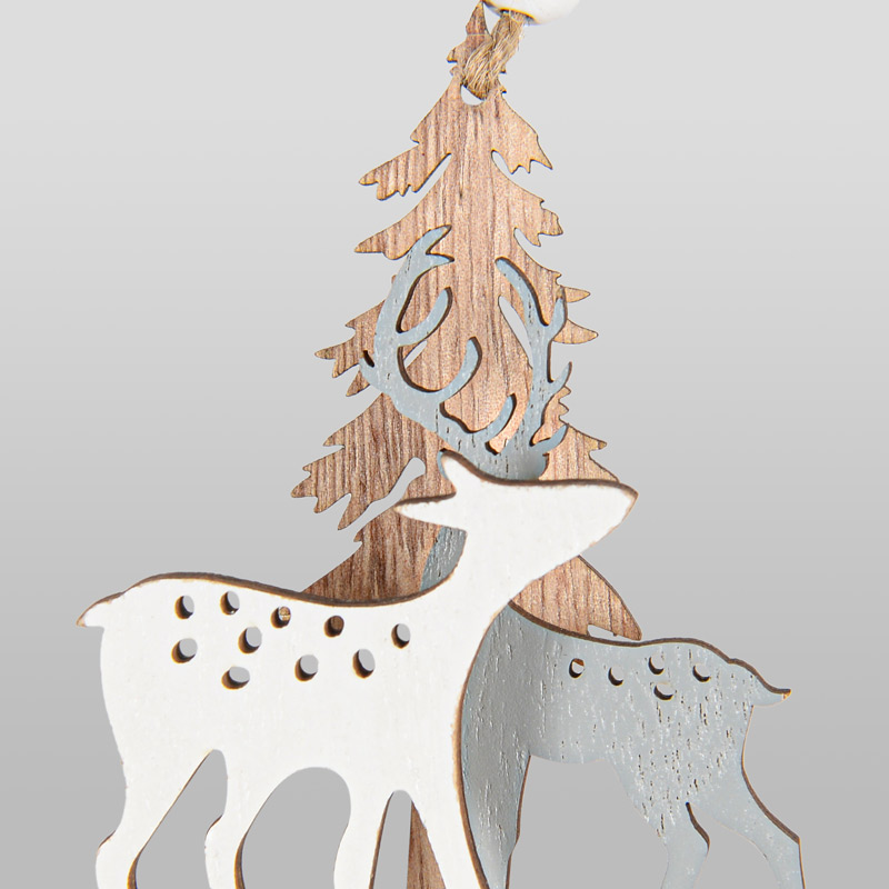 Suspension de Noël en bois 'Forêt Enchantée' 