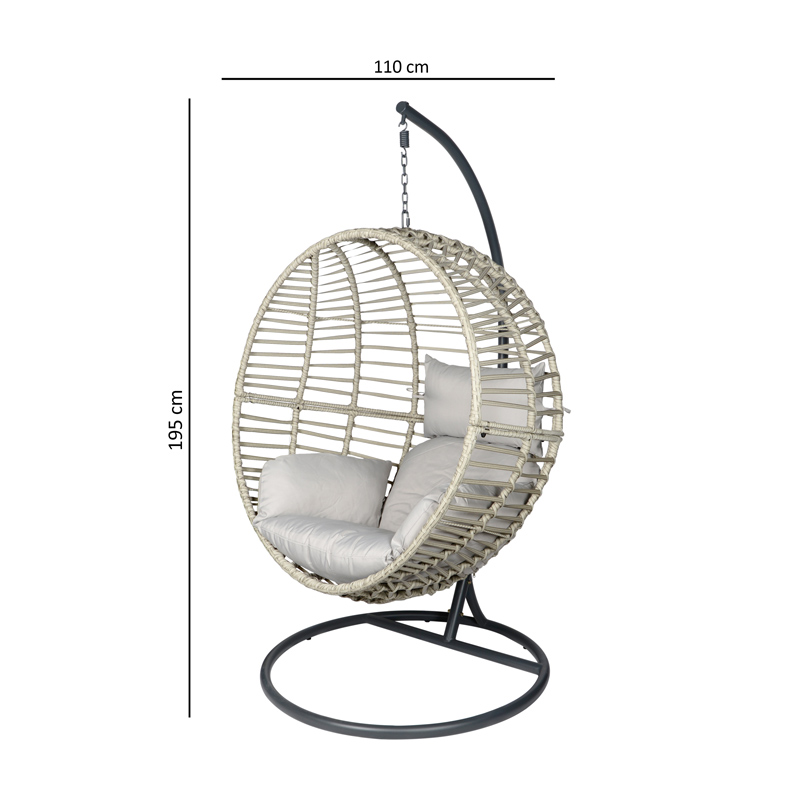 Fauteuil suspendu 'Milan' gris