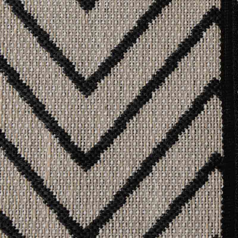 Tapis 'Frag' avec franges beige et noir
