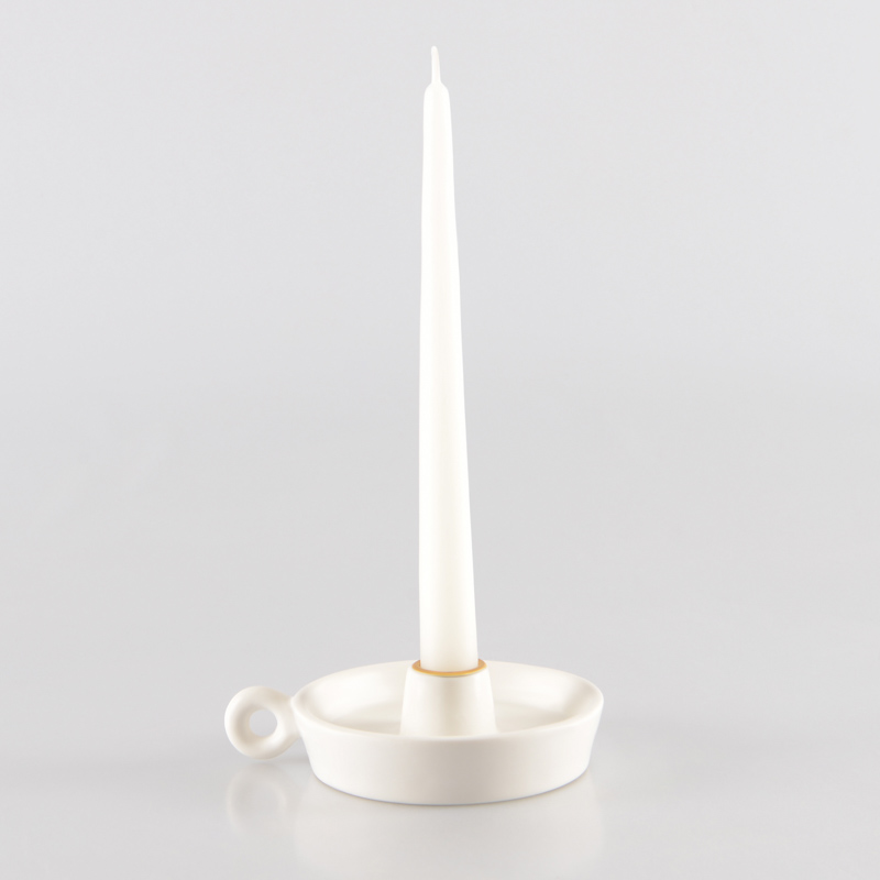 4 bougies flambeaux blanc craie