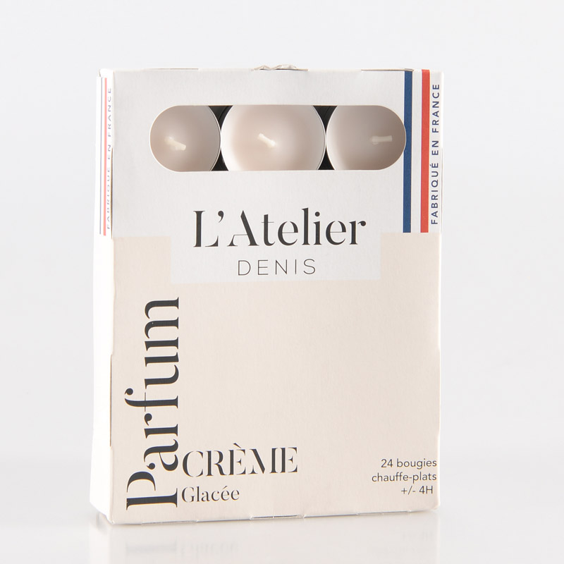 Lot 24 bougies chauffe-plats 'Crème Glacée'