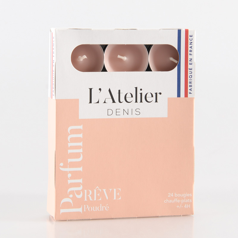 Lot de 24 bougies chauffe-plats 'Rêve Poudré'