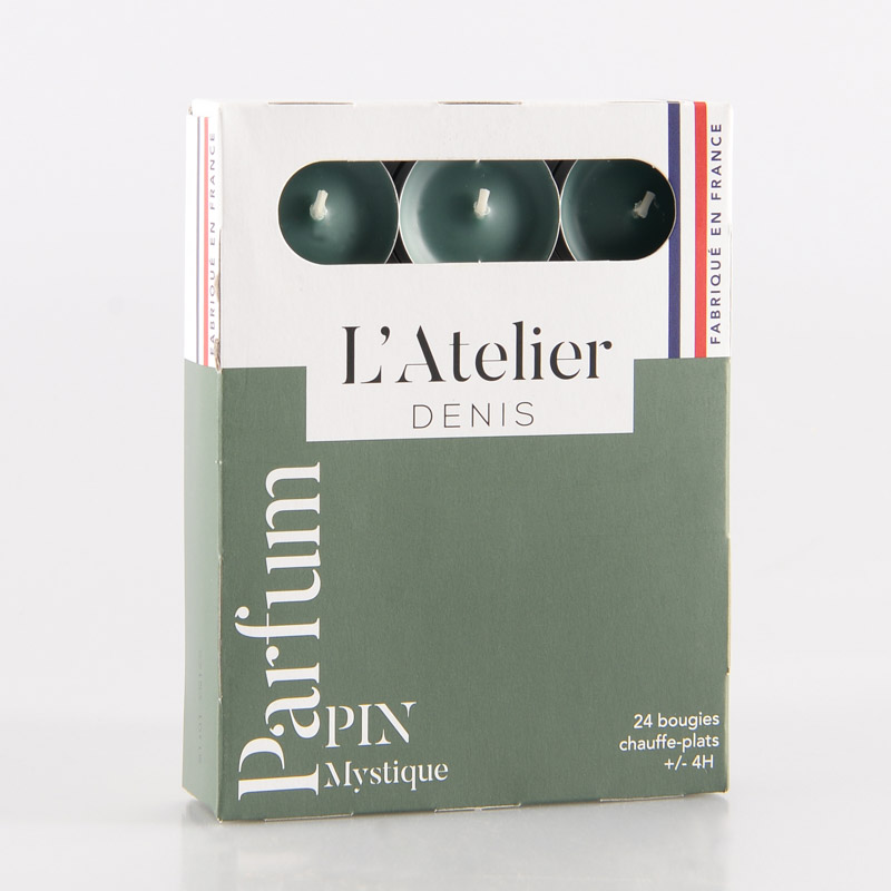Lot 24 bougies chauffe-plats 'Pin Mystique'