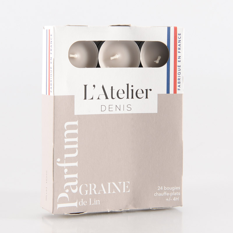 Lot 24 bougies chauffe-plats 'Graine de Lin'