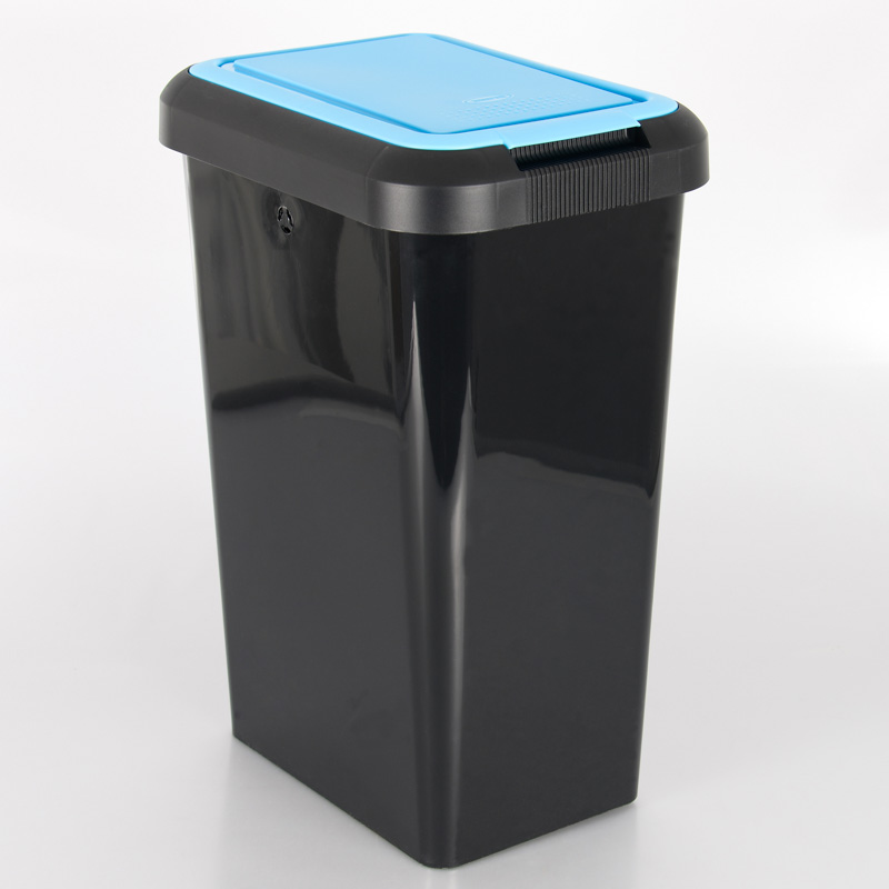 Poubelle de tri 'Touch&Lift' 25L noir/bleu en plastique - L'Incroyable